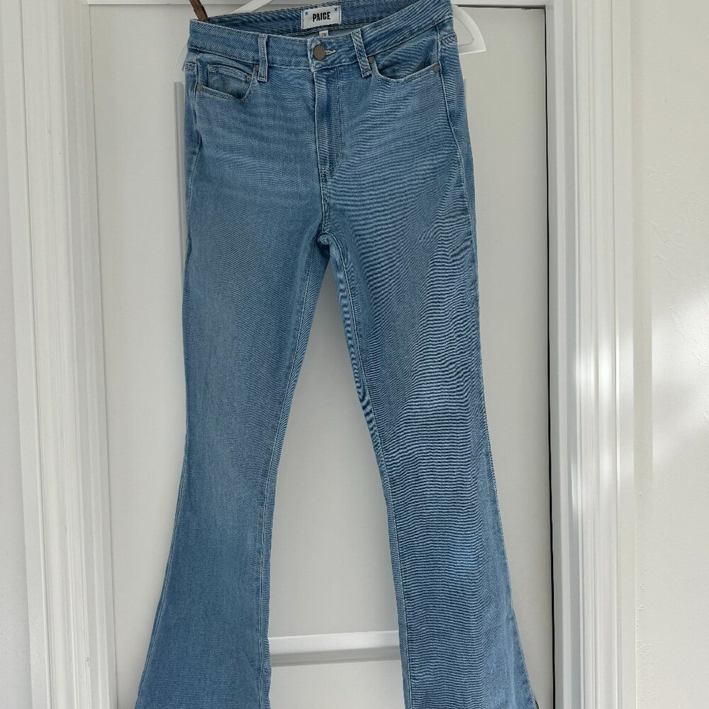 Womens PAIGE High Rise Bell Canyon Flare Jean Light Wash